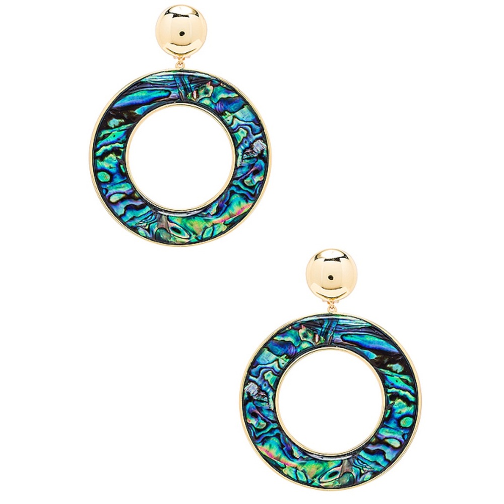 NWT LPA Clip-on Abalone Shell Gold Tone Earrings